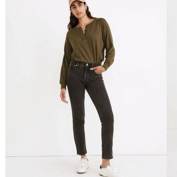 Madewell Mid-rise The Perfect Vintage Jean in Lunar wash Distressed Black Sz 26 - Picture 1 of 15